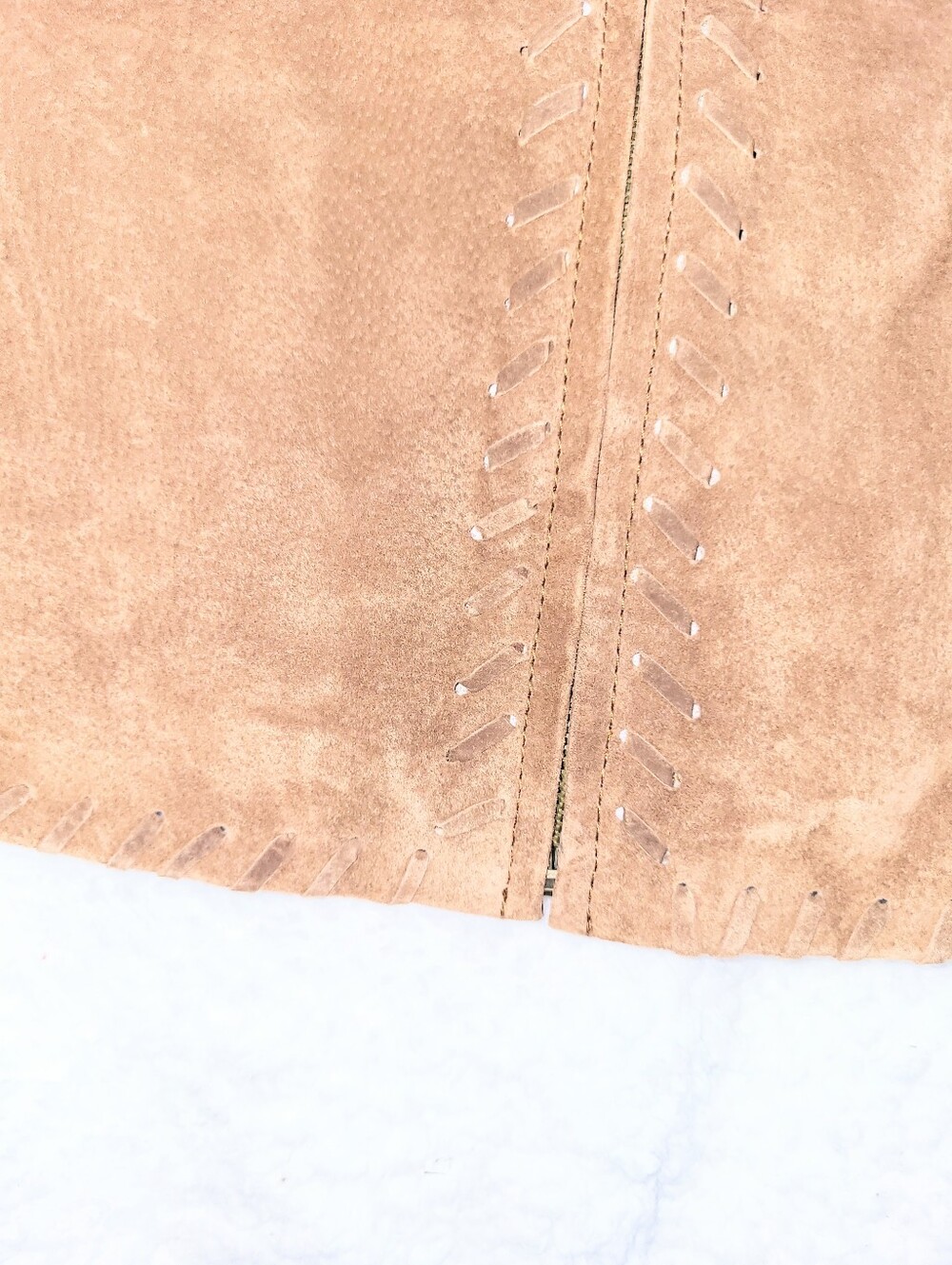 Chico's Brown Fringe Leather Jacket Genuine Suede Fitted Jacket Size 2 - Picture 13 of 16